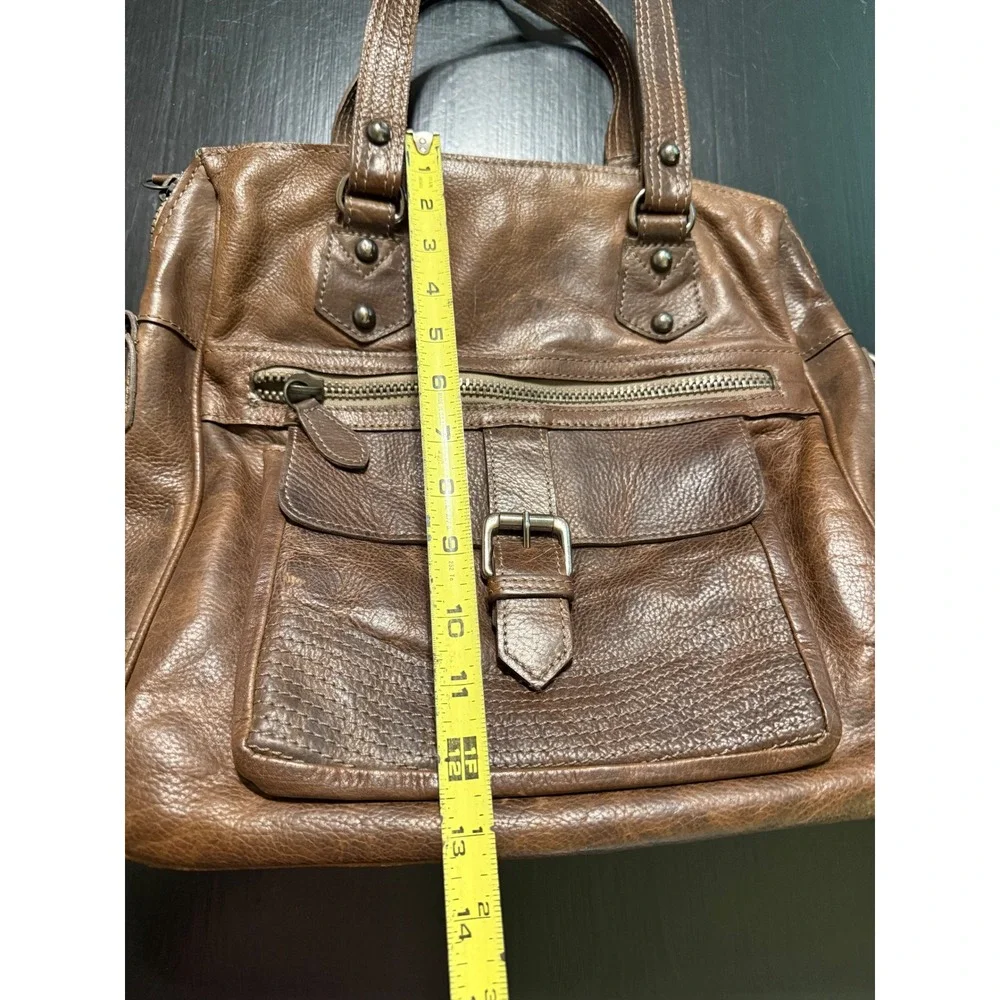 Old Gringo Brown Leather Satchel Handbag Distressed Western Buckle Zip Tote